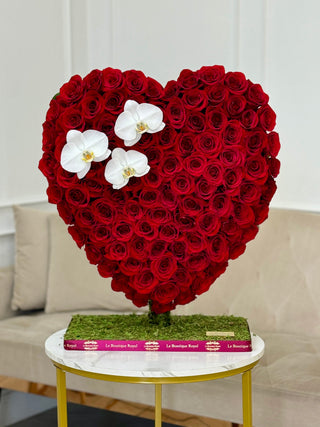 Corazón de rosa en rojo (mediano)