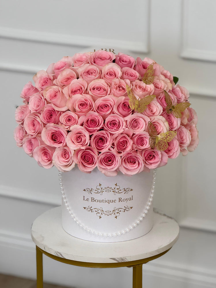 50 light pink Roses With Butterflies