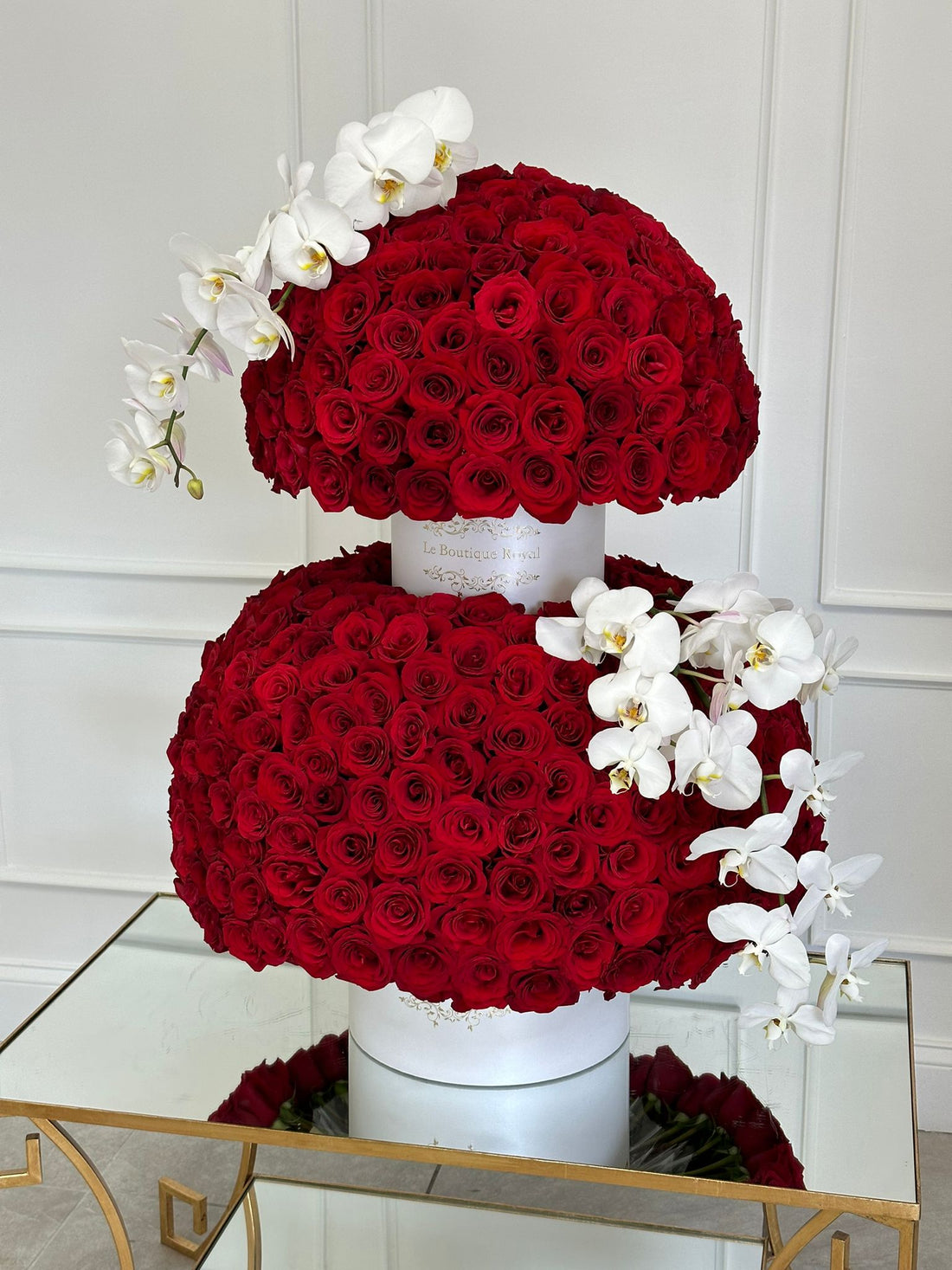 Luxury Tall Red Roses and Orchids by Le Boutique Royal