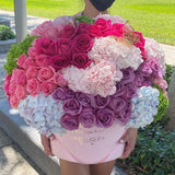 Colorful Hydrangeas and Roses