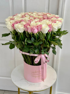 
                    
                      Pink & White Long Stem Roses in Signature Box – Luxury Flower Arrangement | Le Boutique Royal
                    
                  