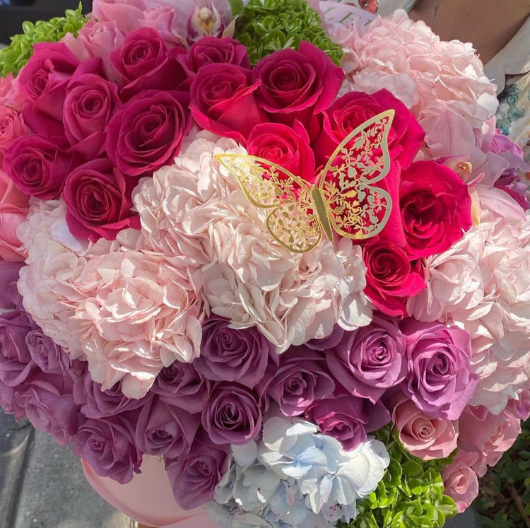 Colorful Hydrangeas and Roses