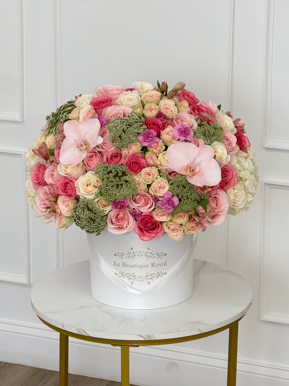 Mix Pink Flowers with Orchids– Luxury Flower Arrangement Mia