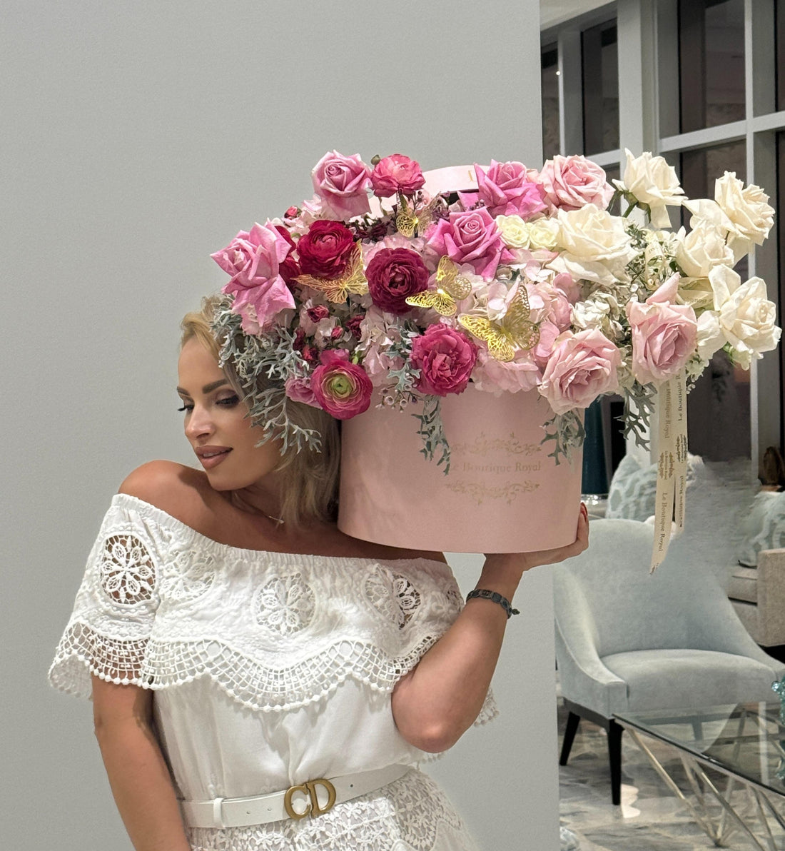 Pink and White Flowers French Style – Luxury Flower Arrangement Miami | Le Boutique Royal