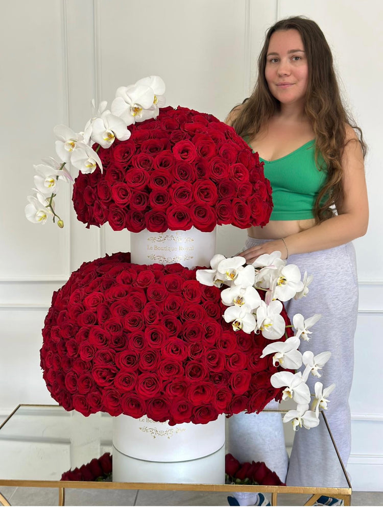 Luxury Tall Red Roses and Orchids by Le Boutique Royal