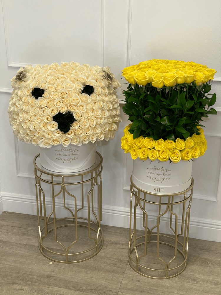 Osito de peluche, rosas y rosas amarillas