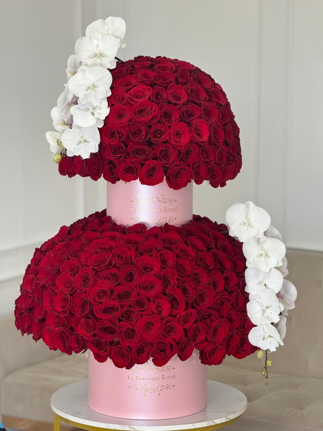 Luxury Tall Red Roses and Orchids by Le Boutique Royal
