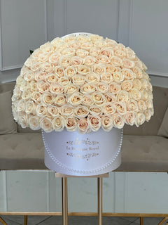 
                    
                      100 rosas blancas premium en una caja blanca
                    
                  