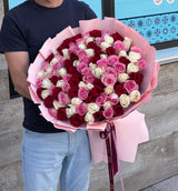 100 rosas multicolores de tallo largo