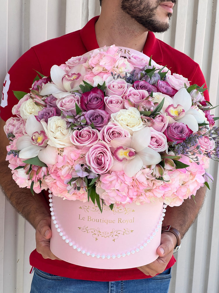 Flores rosadas con Orquídeas Arreglo Floral de Lujo Miami | Le Boutique Royal