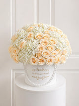 white roses and hydrangeas