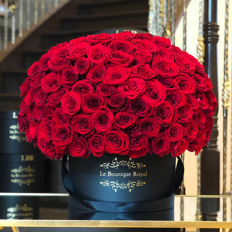 100 Roses in Signature Box – Luxury Flower Arrangement | Le Boutique Royal