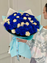 Long Stem Blue and White  Rose Bouquet