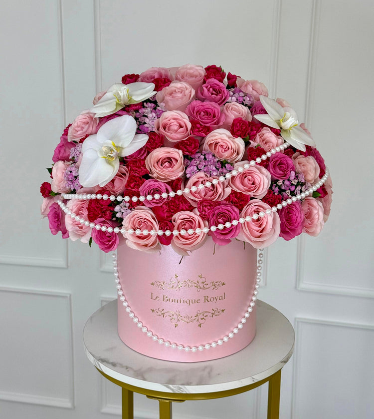 Mix Og Pink Flowers With Pearls Luxury Flower Arrangement Miami | Le Boutique Royal