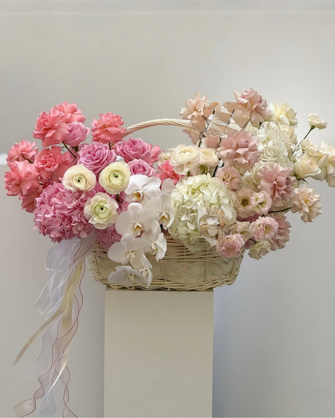 premium flowers in a basket for special day