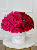 Pink & Red Ombre Roses in Signature Box – Luxury Flower Arrangement | Le Boutique Royal
