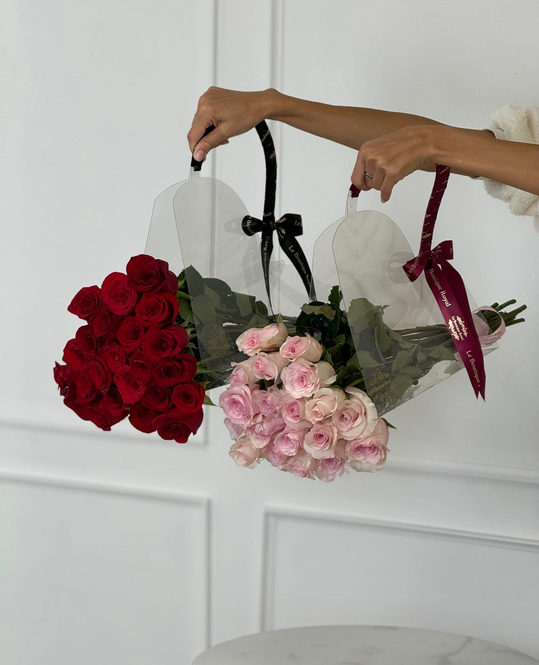 red and pink roses