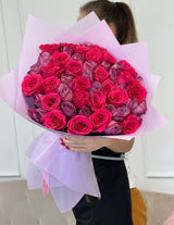 pink ad purple roses