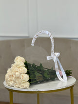 Two Dozen White Roses in Bloom Bag – Luxury Flower Delivery Miami | Le Boutique Royal