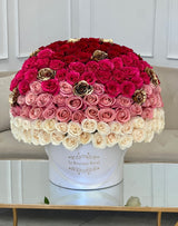 Pink & White Ombre Roses in Signature Box – Luxury Flower Arrangement | Le Boutique Royal