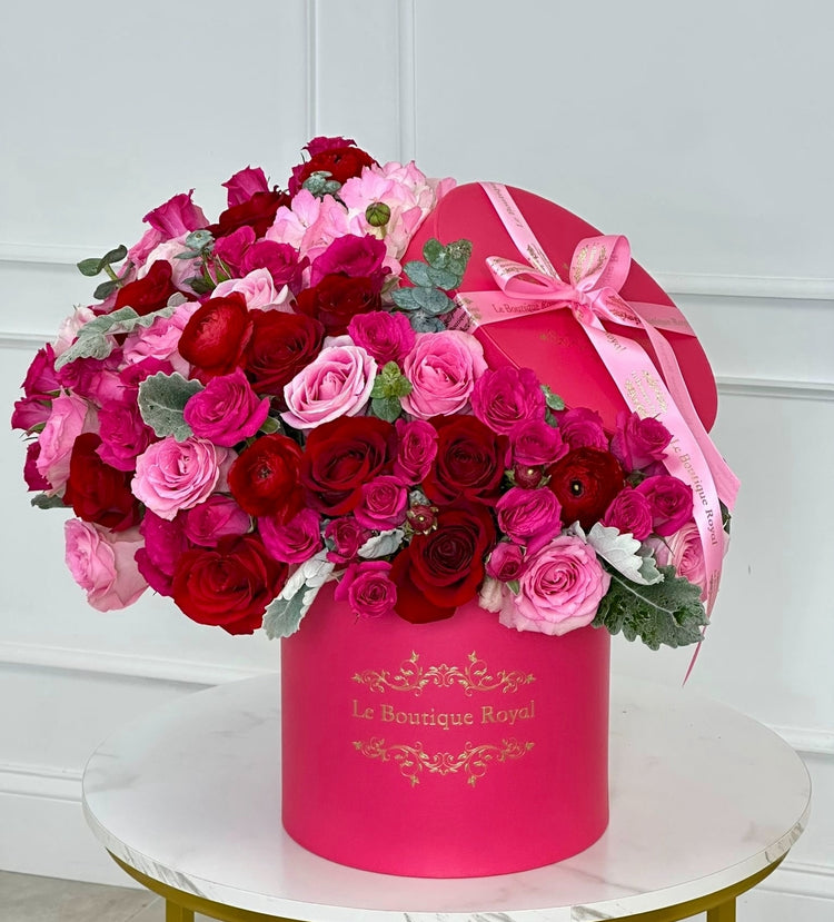 Hot Pink and Red Mix of flowers