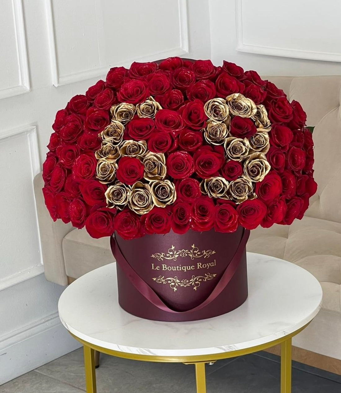 gold roses and red roses
