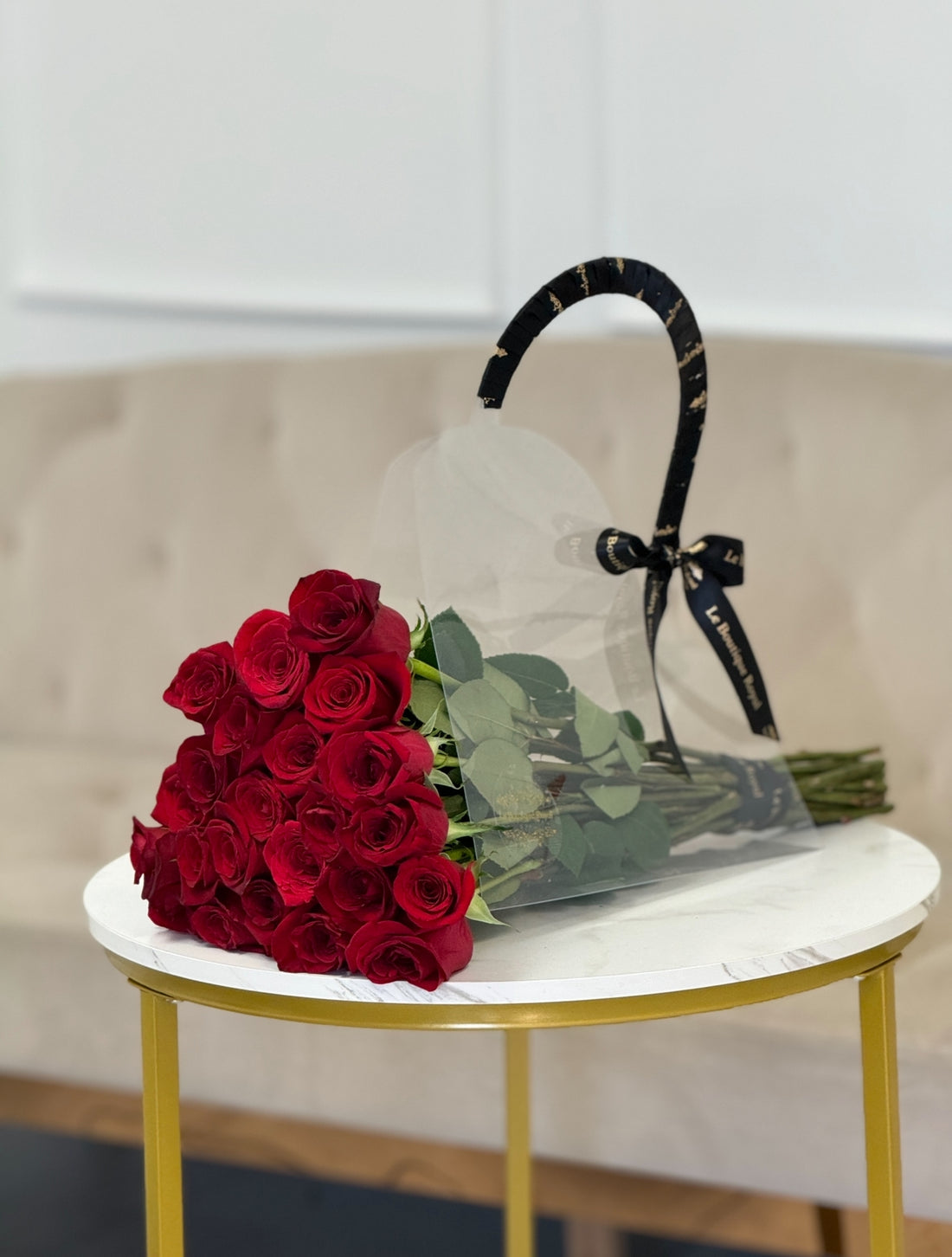 Two Dozen Red Roses in Bloom Bag – Luxury Flower Delivery Miami | Le Boutique Royal