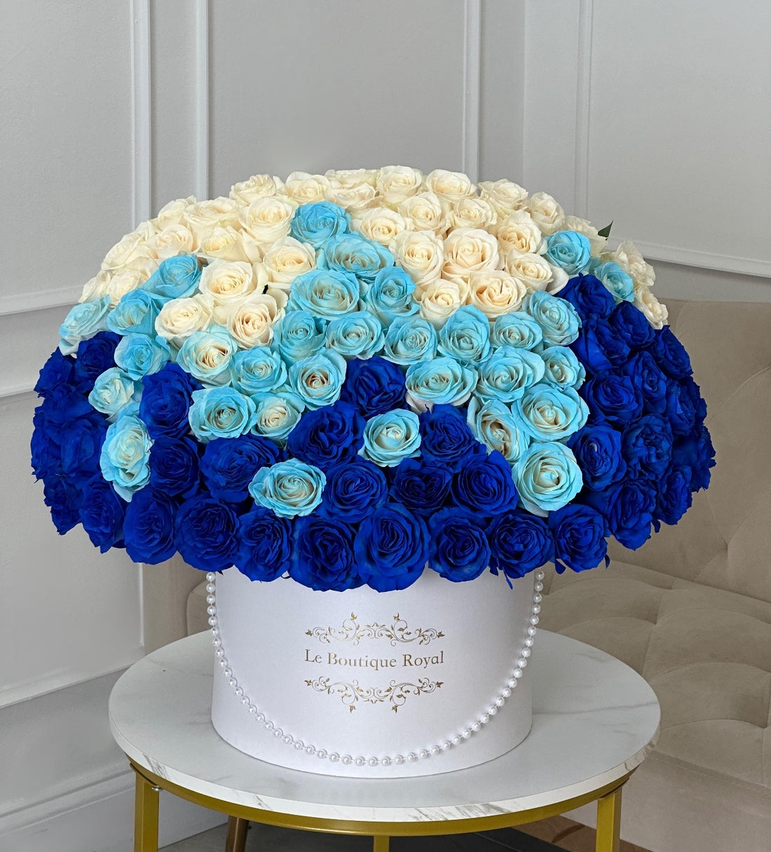 Ombré de rosas azul y blanco
